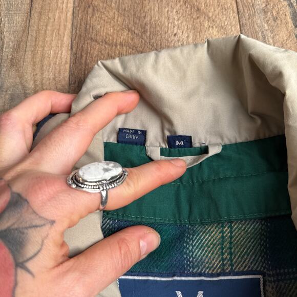 Vintage Members Only Bomber Jacket Men's Medium Beige Flannel Lined Hooded 6224 - Picture 11 of 16